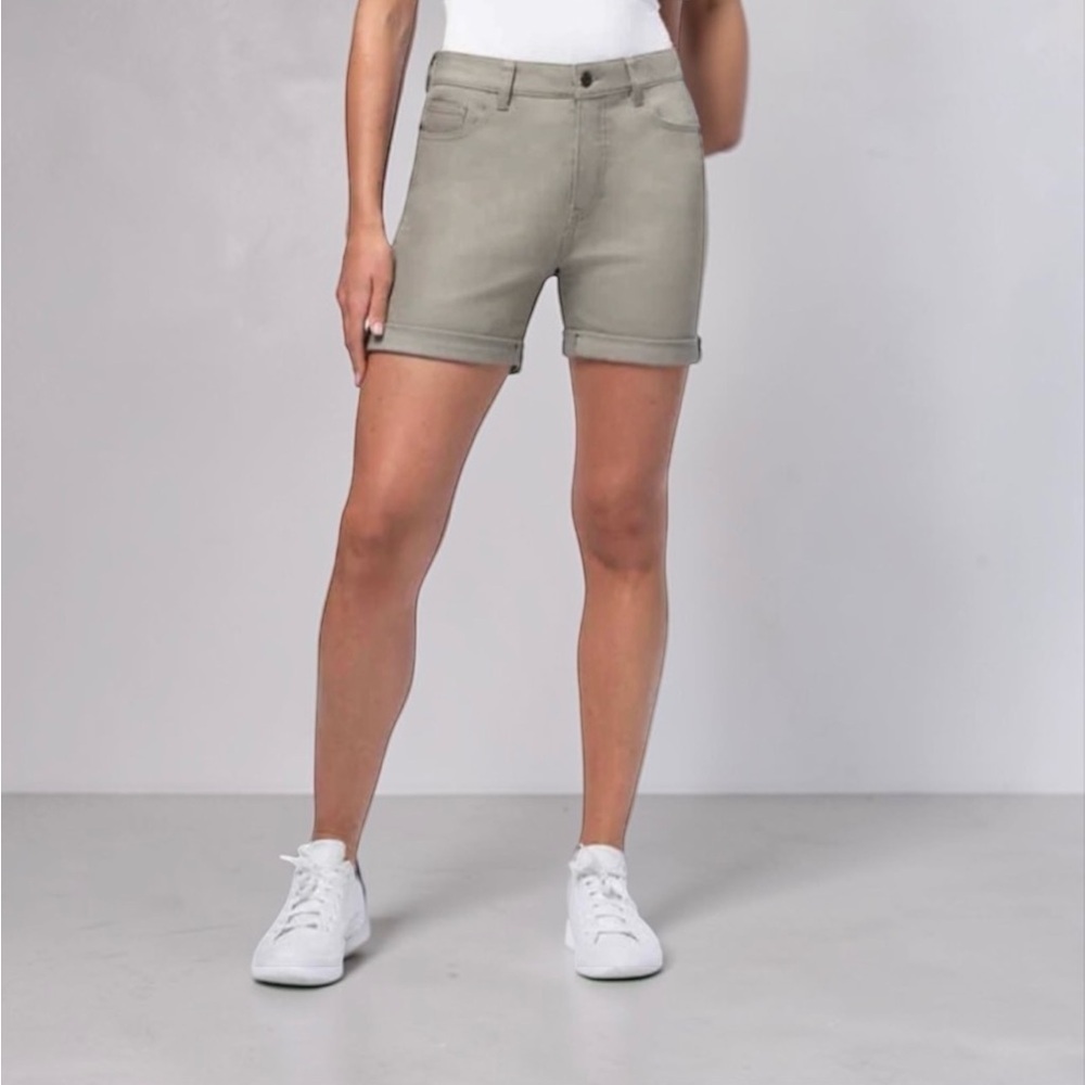 Parasuco, Sand Stretch Denim Shorts, Size 16, Rolled Hem